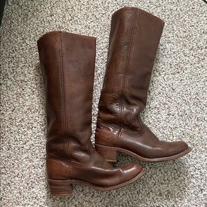 Vintage Frye Brown Leather Heeled Boots
